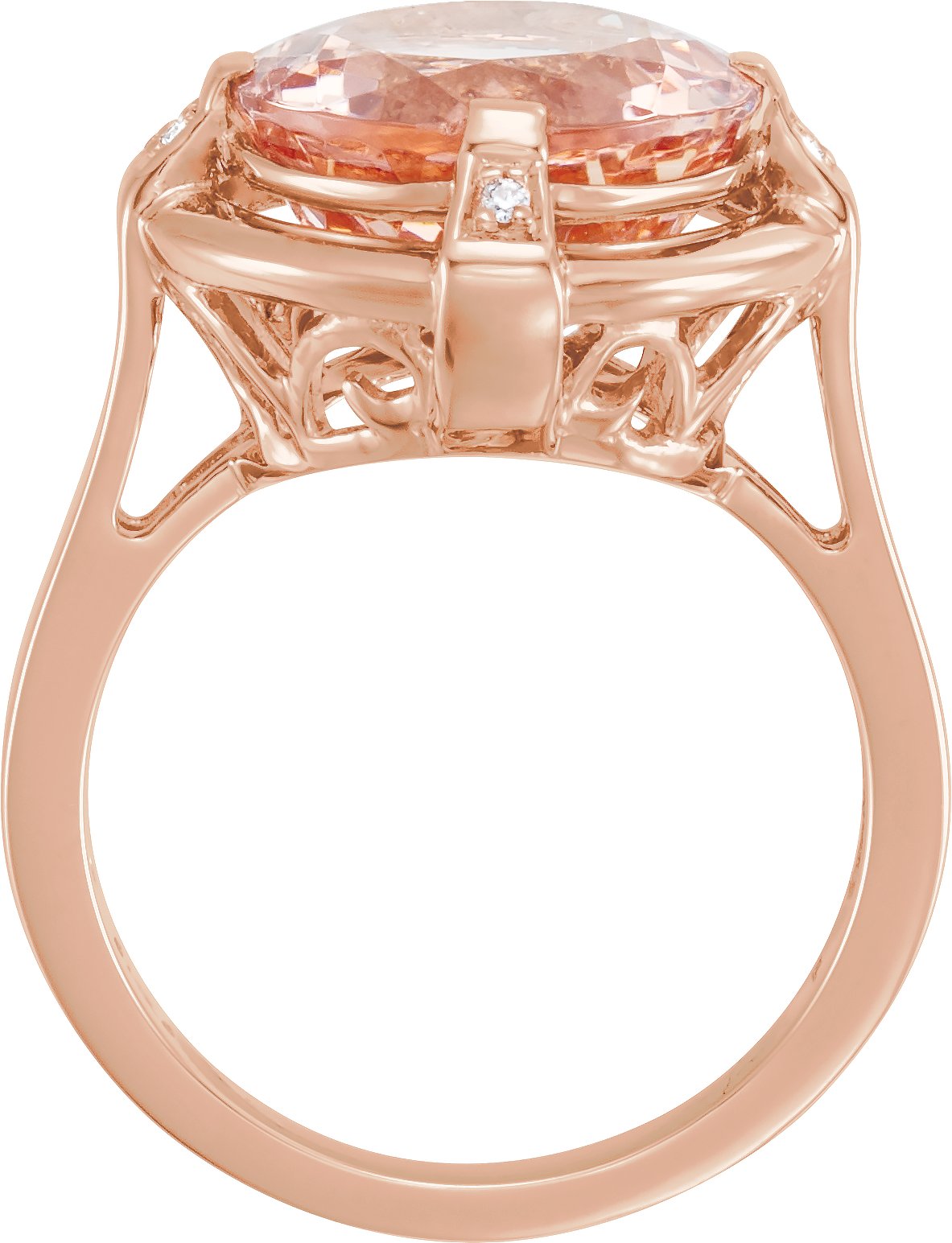 14K Rose Checkerboard Natural Pink Morganite & .02 CTW Natural Diamond Ring