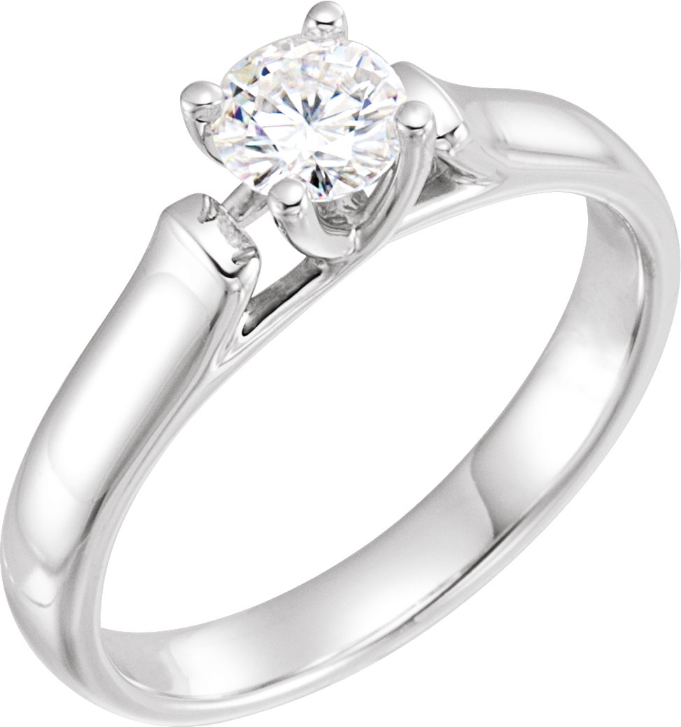 Set 5 mm Round Forever One Created Moissanite Solitaire Engagement Ring Ref 12886697