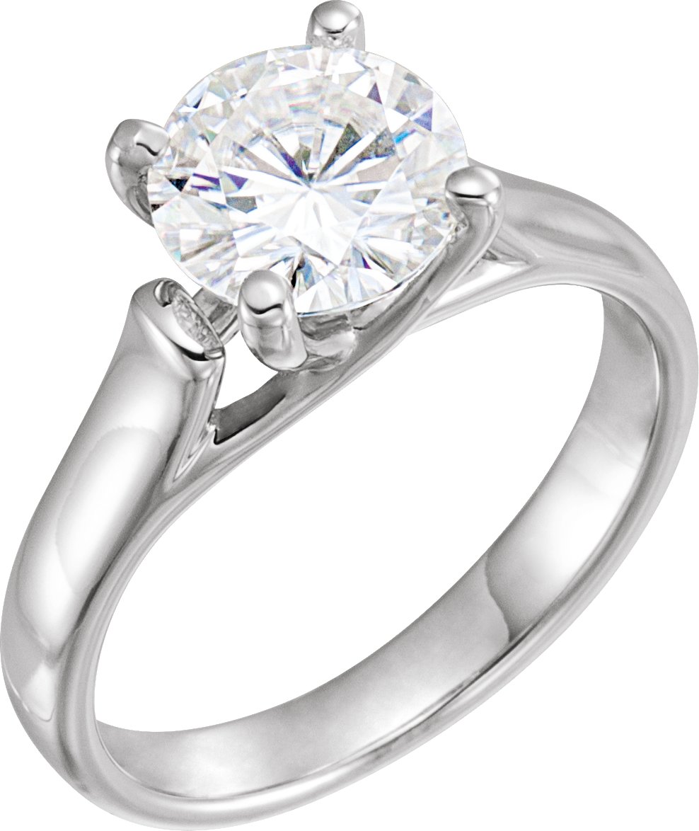 14K White 8 mm Round Forever One™ Lab-Grown Moissanite Solitaire Engagement Ring