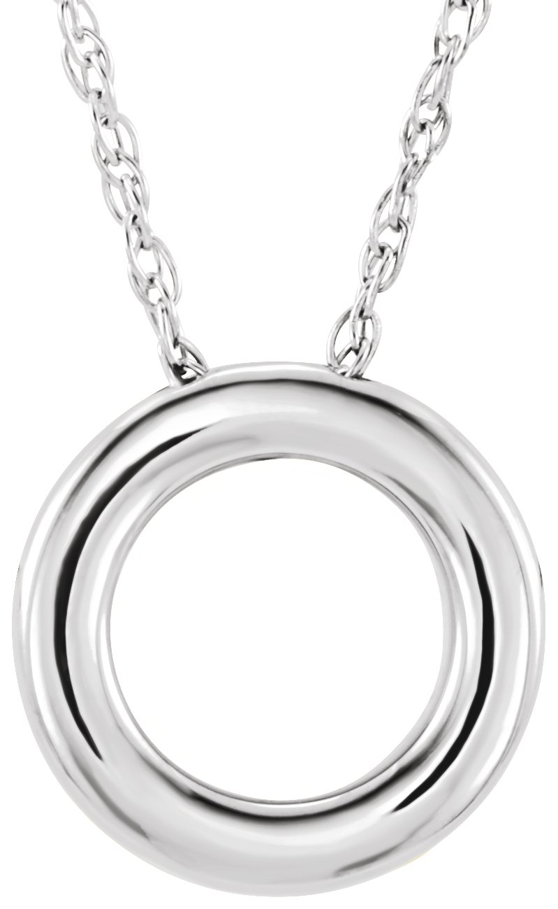 Sterling Silver 13 mm Circle 18 Necklace