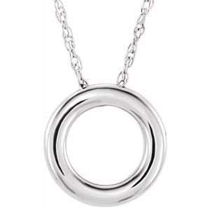 Sterling Silver 13 mm Circle 18" Necklace