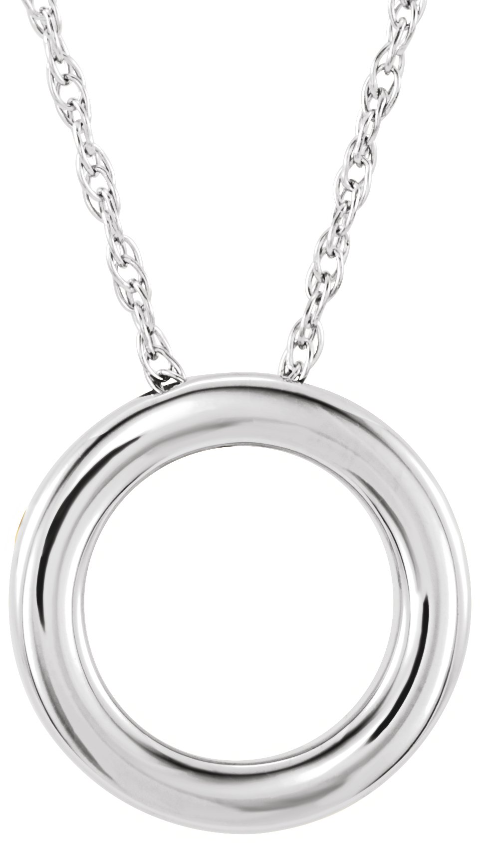 14K White 15 mm Circle 18" Necklace