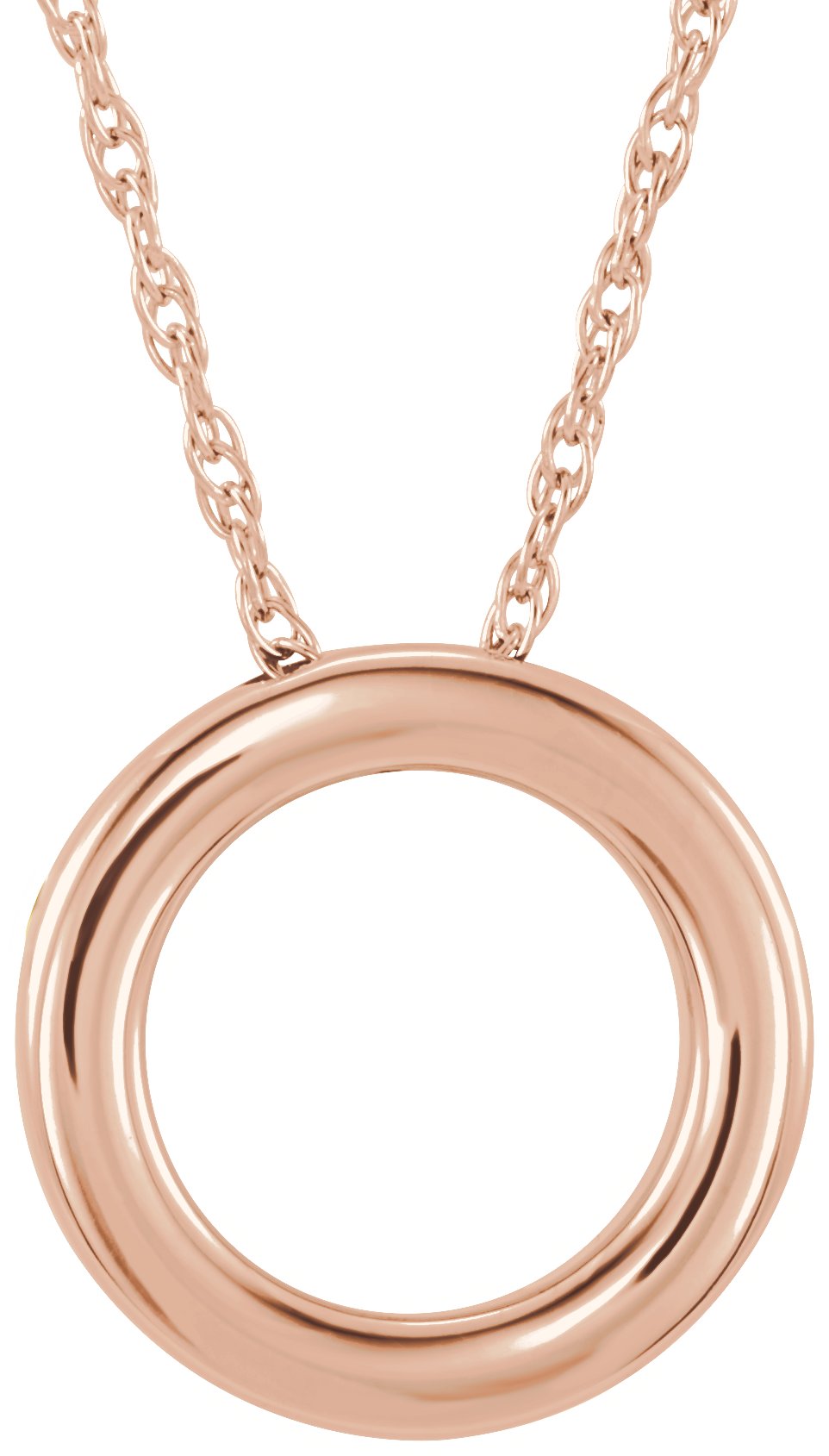 14K Rose 15 mm Circle 18" Necklace