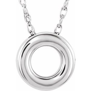 Sterling Silver 10 mm Circle 18" Necklace