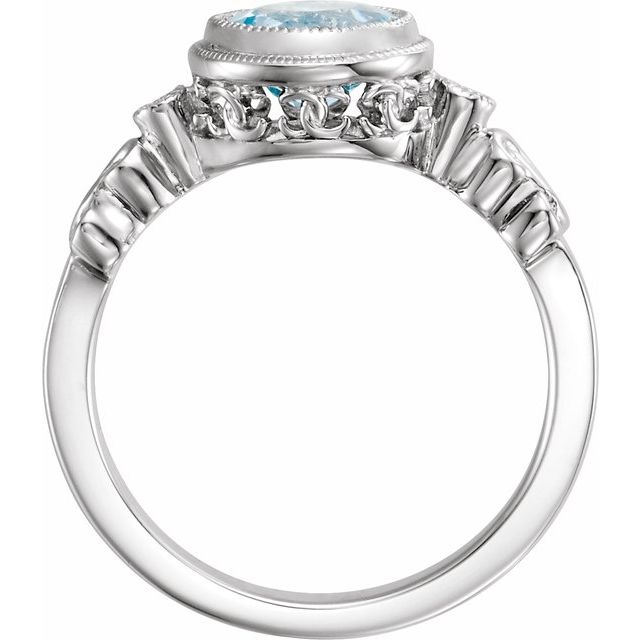 Sterling Silver Natural Aquamarine & .02 CTW Natural Diamond Ring