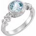 14K White Natural Aquamarine & .02 CTW Natural Diamond Ring