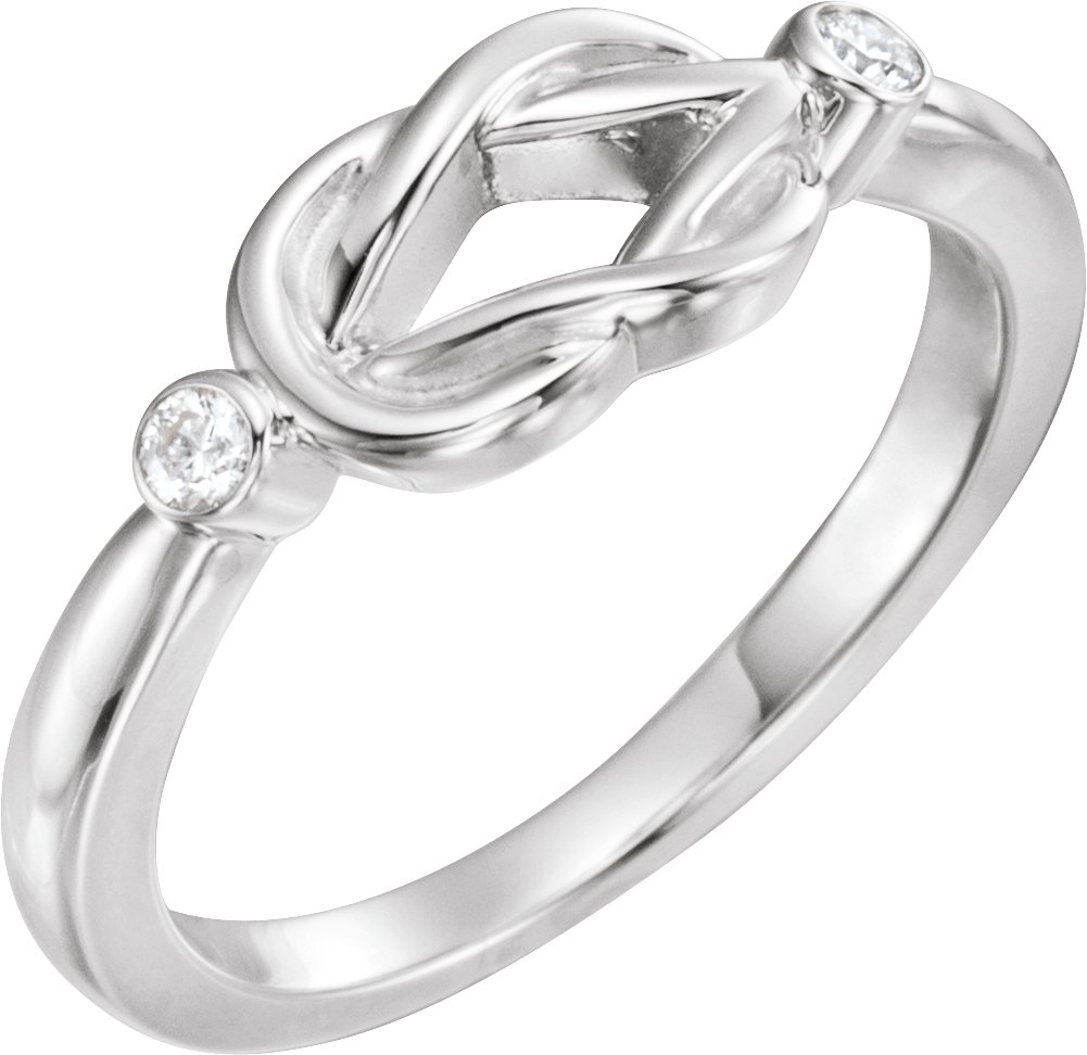 Sterling Silver .06 CTW Natural Diamond Knot Ring  