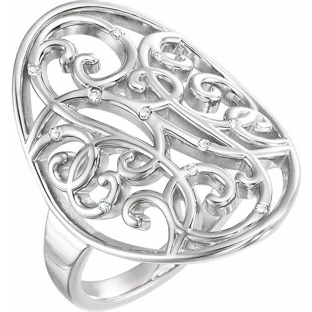 Sterling Silver .06 CTW Natural Diamond Scroll Ring