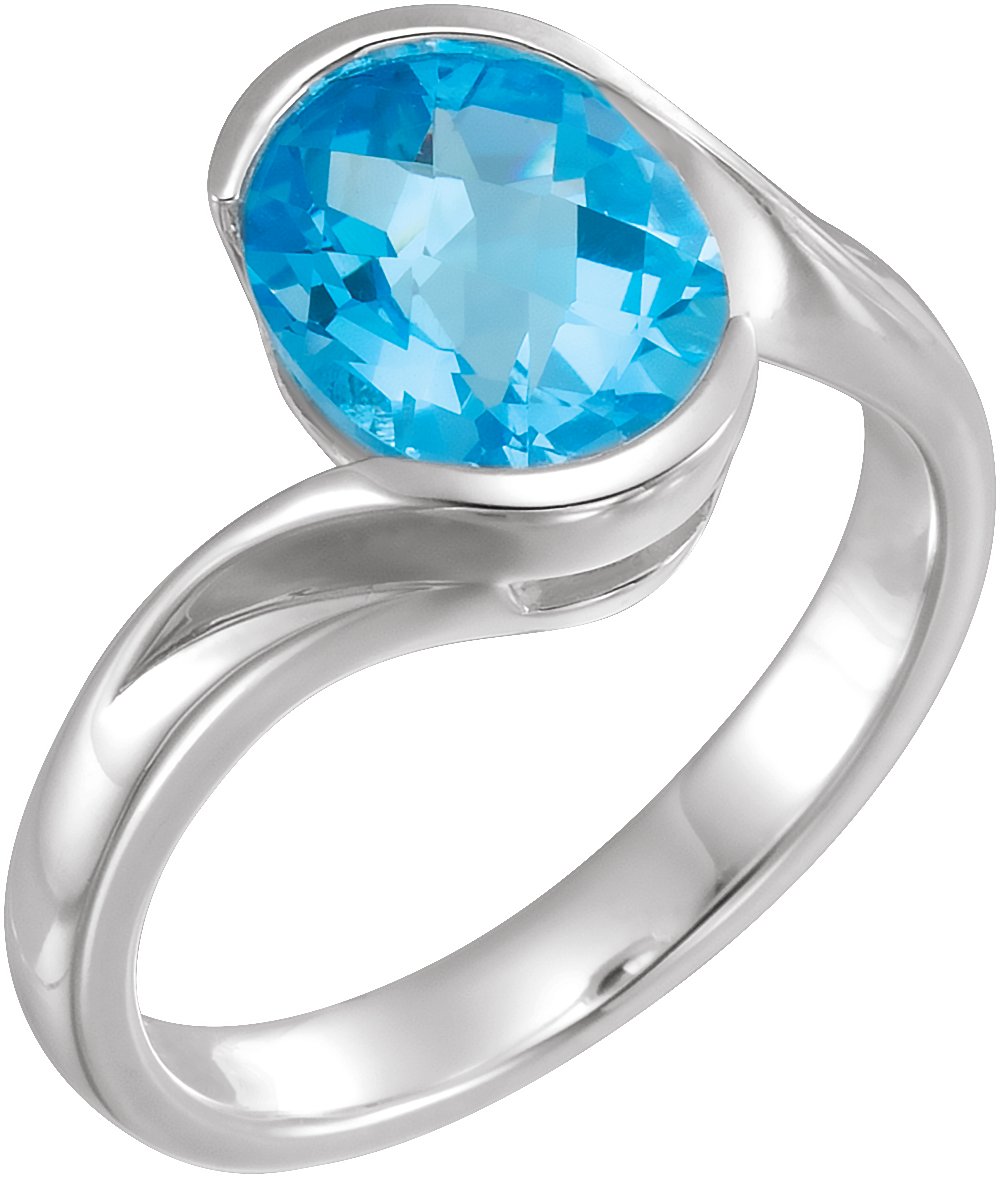 Sterling Silver 10x8 mm Checkerboard Swiss Blue Topaz Ring Ref 2547069