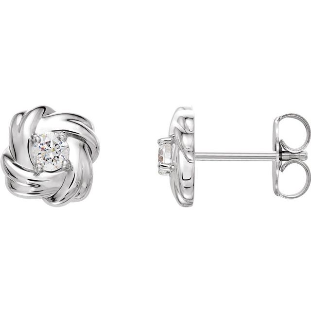 Sterling Silver 1/5 CTW Natural Diamond Knot Earrings