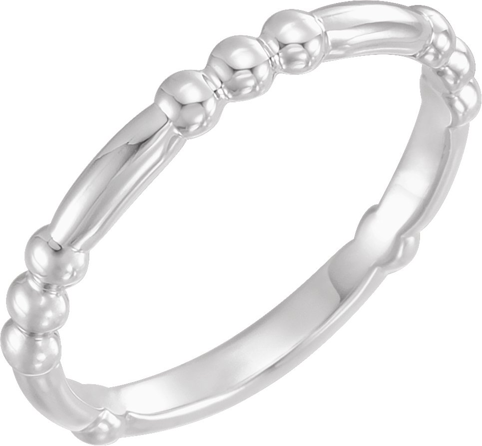 14K White Stackable Bead Ring