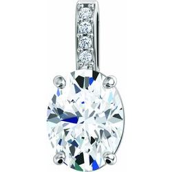29553 / Unset / Sterling Silver / 5X3 Mm / Semi-Polished / 4 Prong Oval Pendant Mounting With Accented Bail