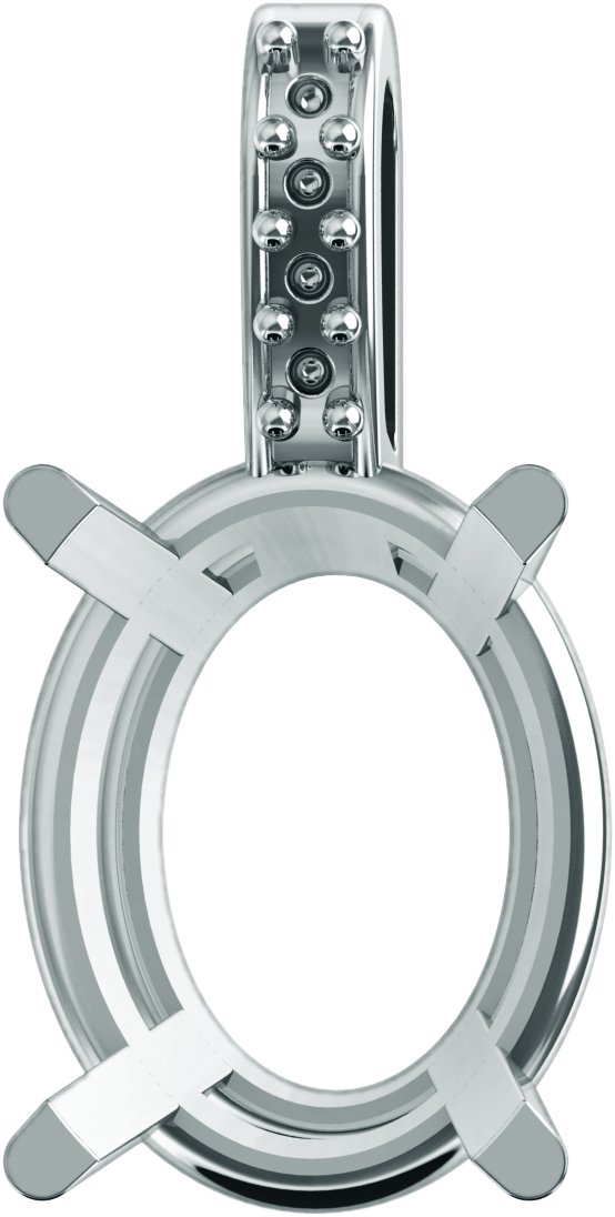 Oval 4-Prong Accented Pendant
