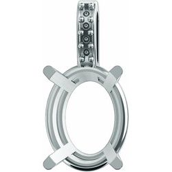 29553 / Unset / Sterling Silver / 5X3 Mm / Semi-Polished / 4 Prong Oval Pendant Mounting With Accented Bail