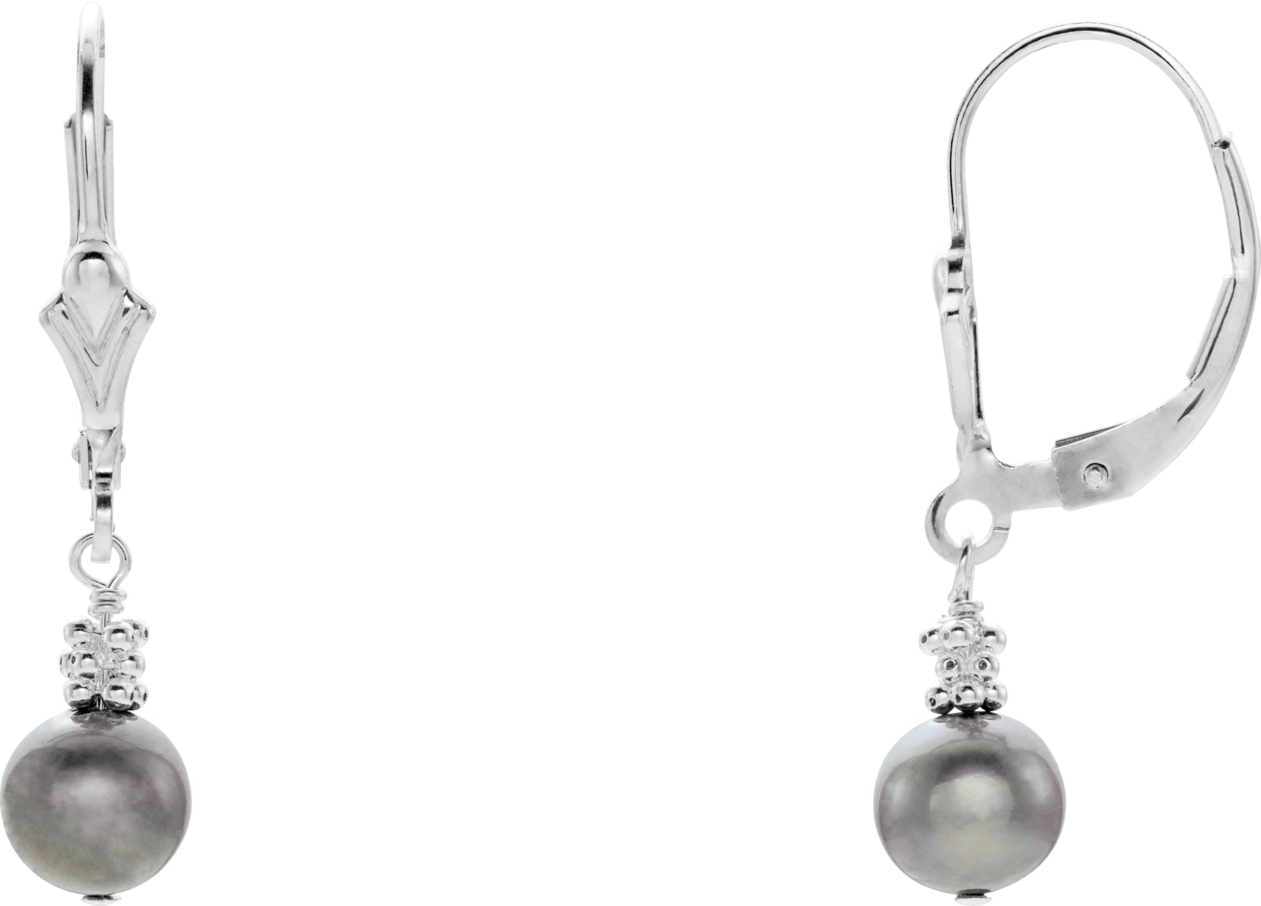 6mm Grey Pearl Lever Back Earrings Ref 746556