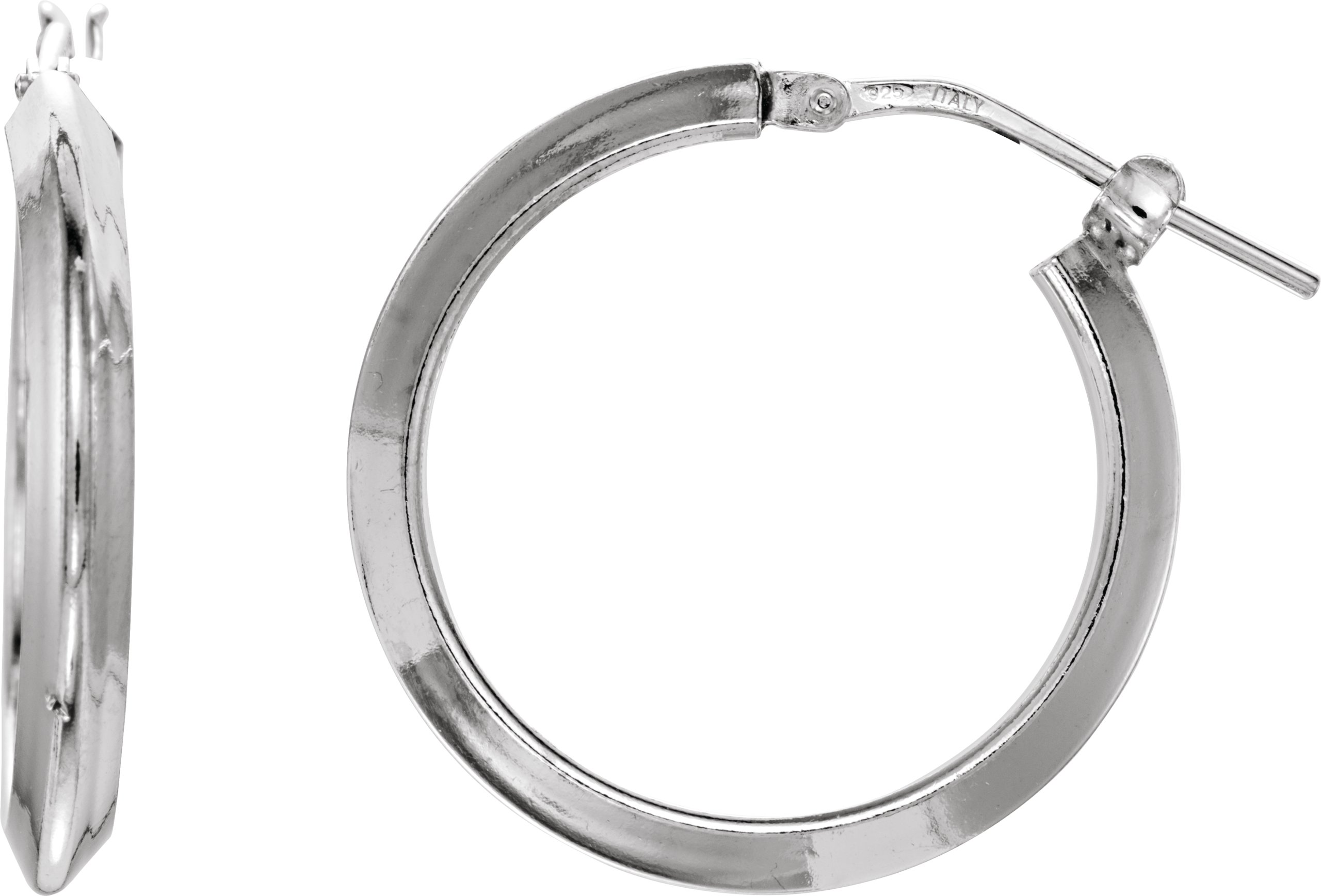 Sterling Silver Knife-Edge Tube 20 mm Hoop Earrings