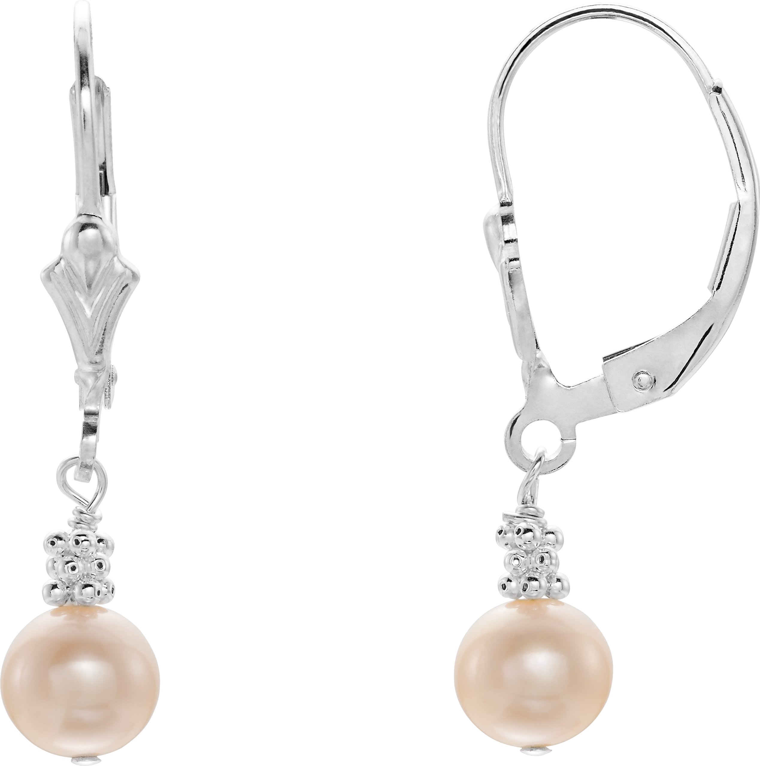 6mm Pink Pearl Lever Back Earrings Ref 779533