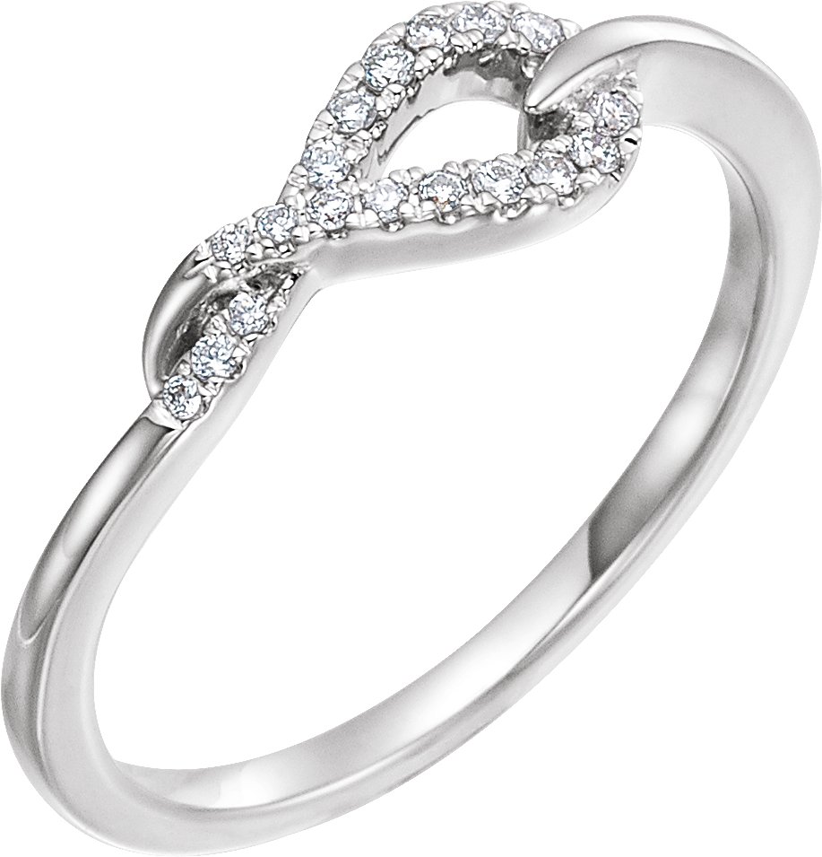 14K White 1/10 CTW Natural Diamond Knot Ring