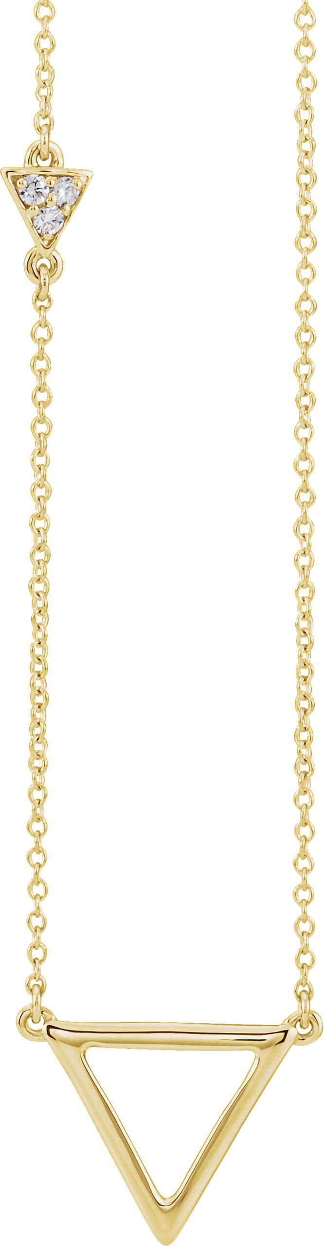 14K Yellow .05 CTW Natural Diamond Triangle 16-18" Necklace