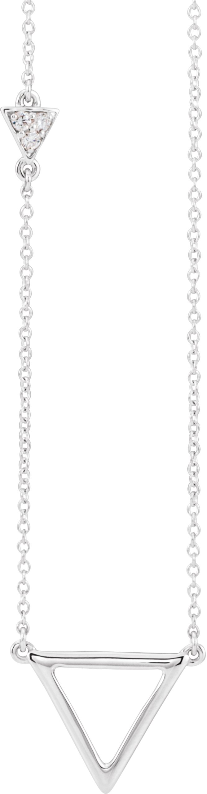 14K White .05 CTW Natural Diamond Triangle 16-18 Necklace
