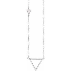 14K White .05 CTW Natural Diamond Triangle 16-18" Necklace
