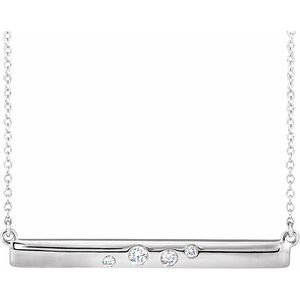 14K White 1/10 CTW Natural Diamond Bar 16-18" Necklace