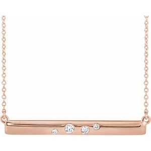 14K Rose 1/10 CTW Natural Diamond Bar 16-18" Necklace