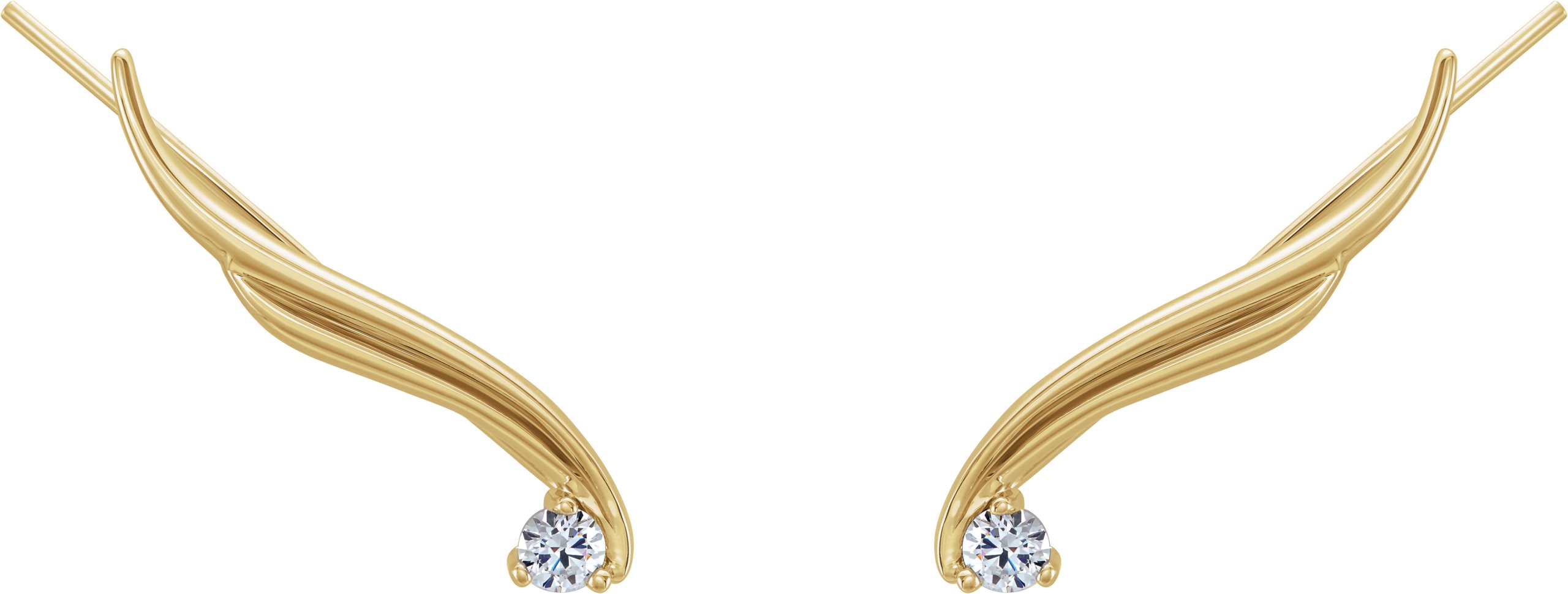 14K Yellow 1/5 CTW Natural Diamond Ear Climbers 