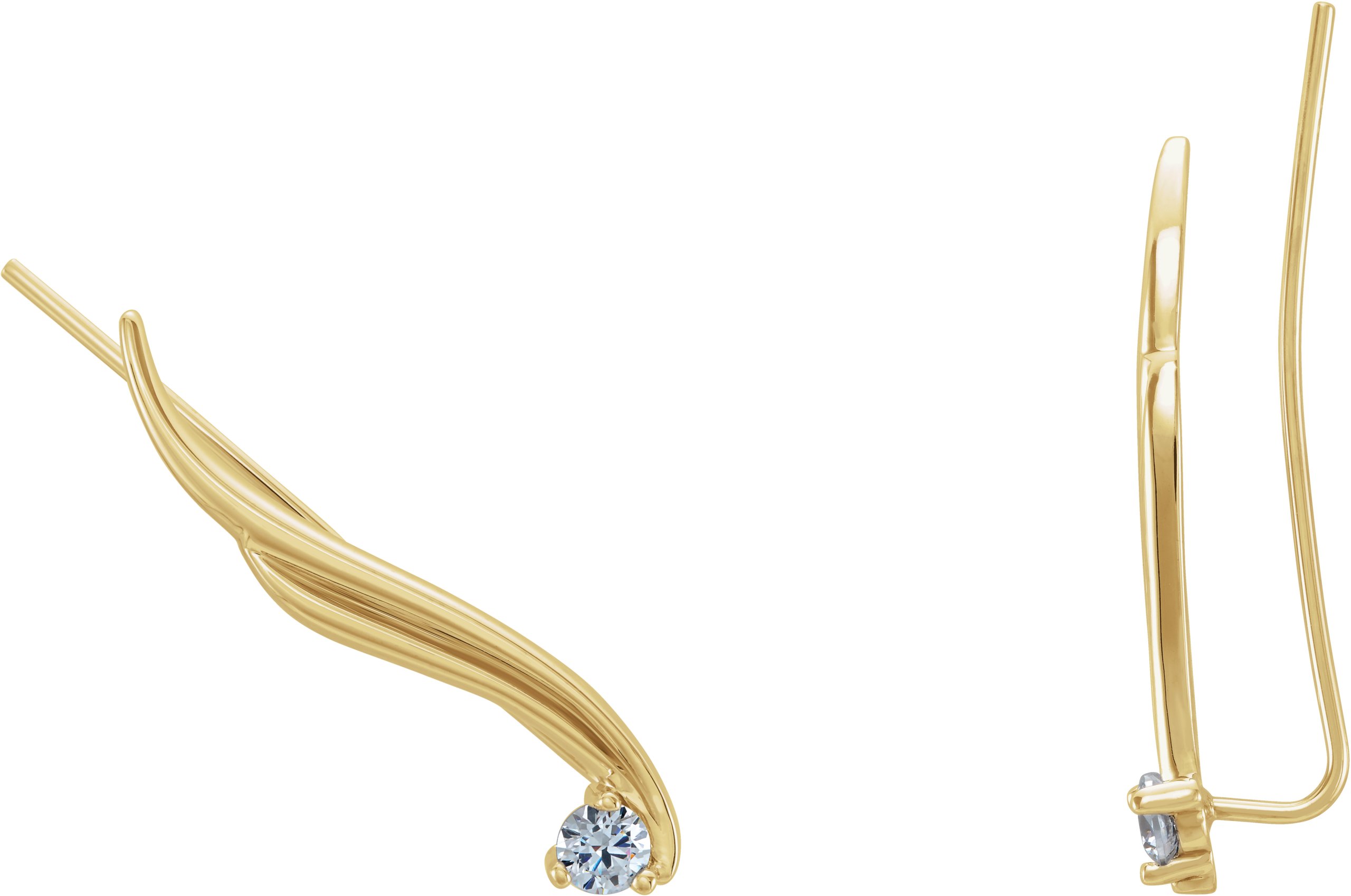 14K Yellow 1/5 CTW Natural Diamond Ear Climbers 