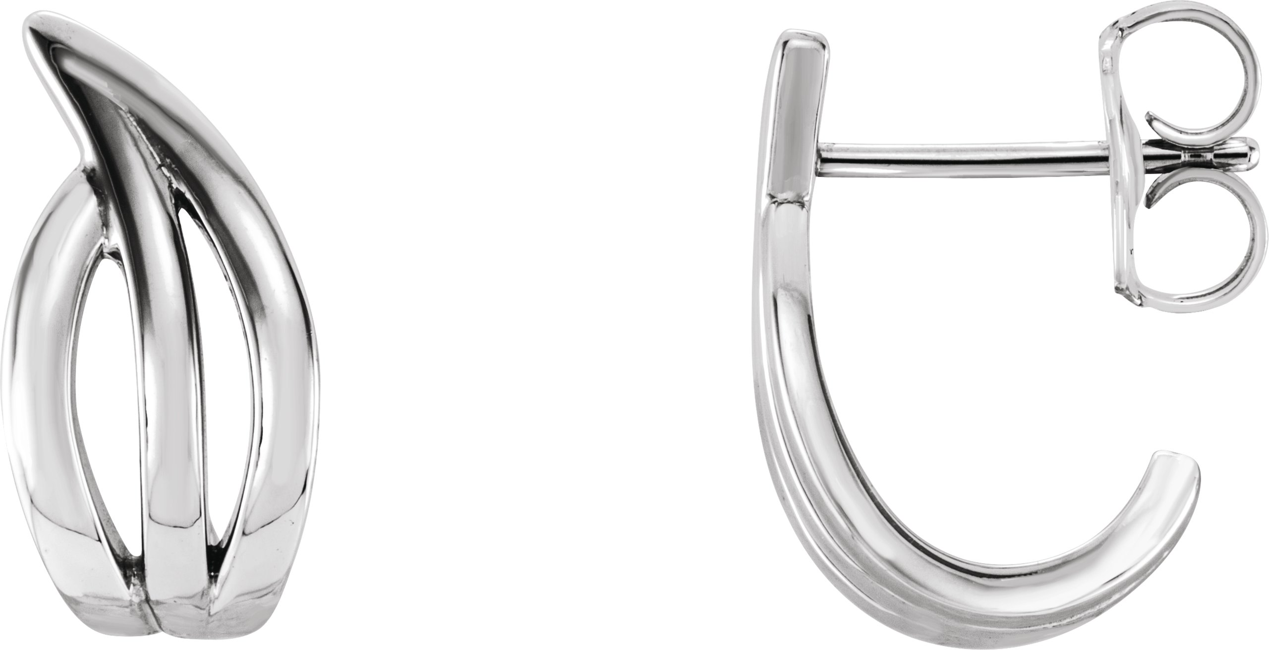 Sterling Silver Freeform J-Hoop Earrings