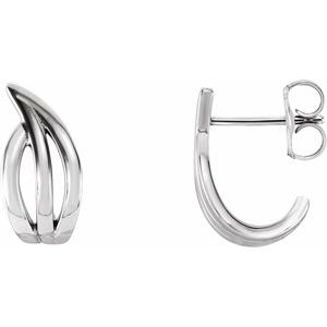 Sterling Silver Freeform J-Hoop Earrings