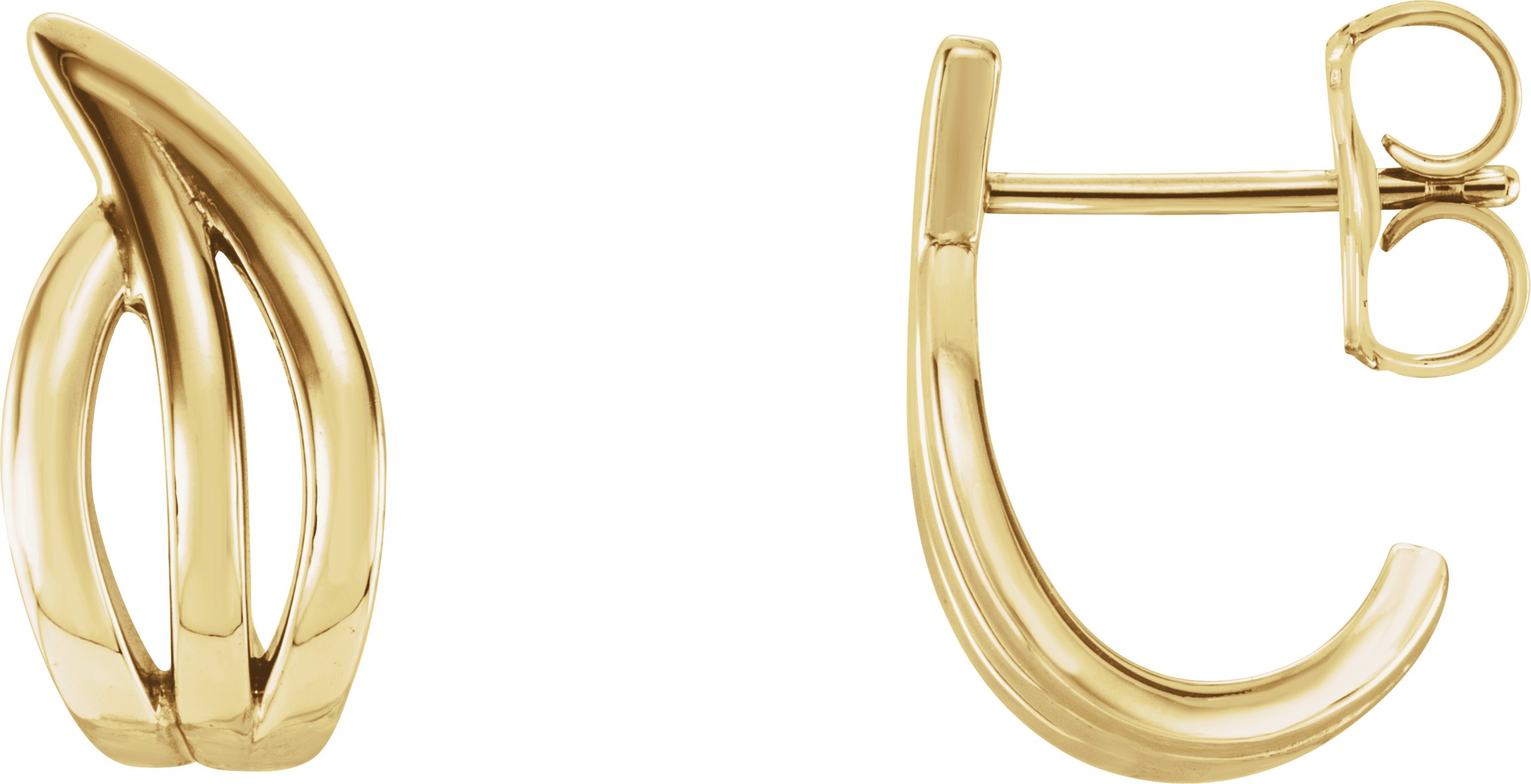 14K Yellow Freeform J-Hoop Earrings