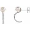 14K White Freshwater Cultured Pearl and .167 CTW Diamond Hoop Earrings Ref. 13115139