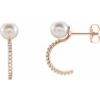 14K Rose Freshwater Cultured Pearl and .167 CTW Diamond Hoop Earrings Ref. 13115141