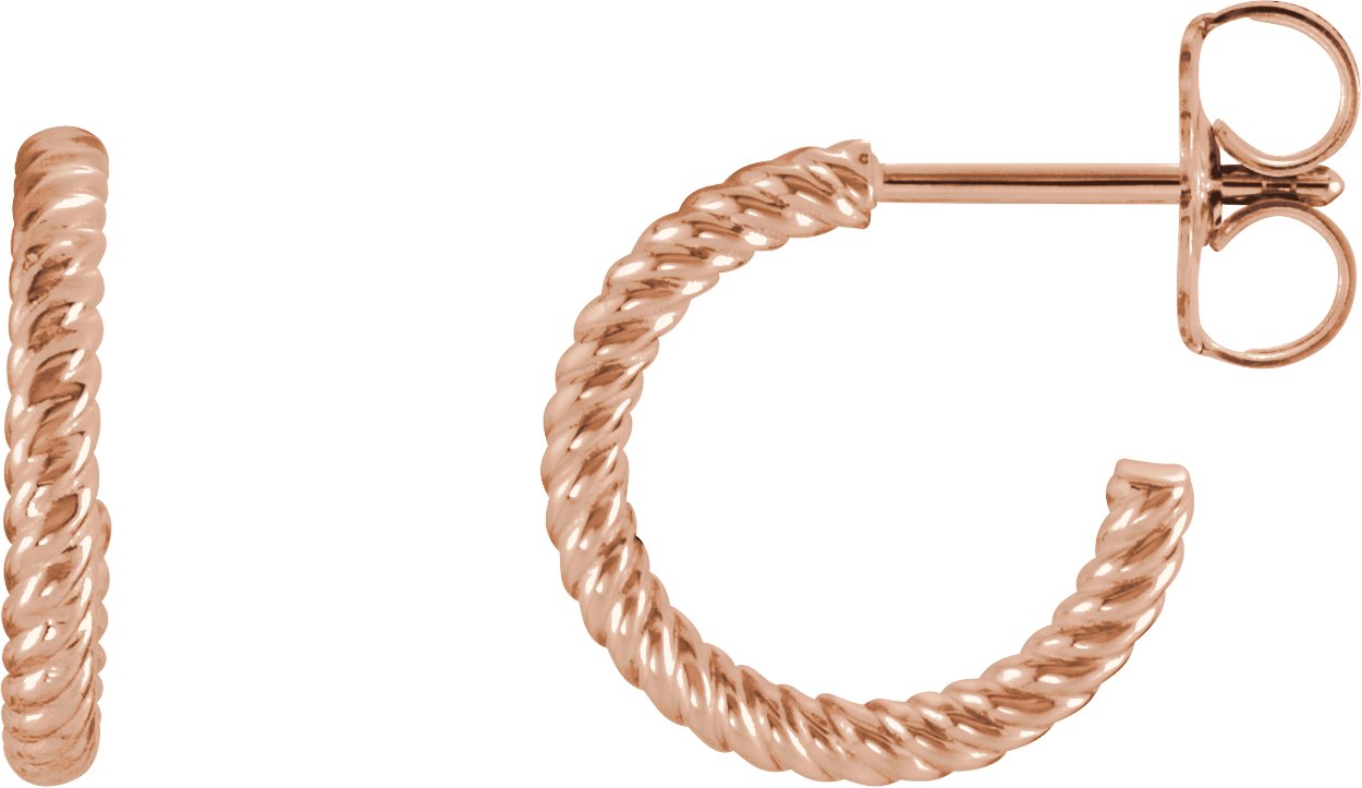 14K Rose Rope 12 mm Hoop Earrings