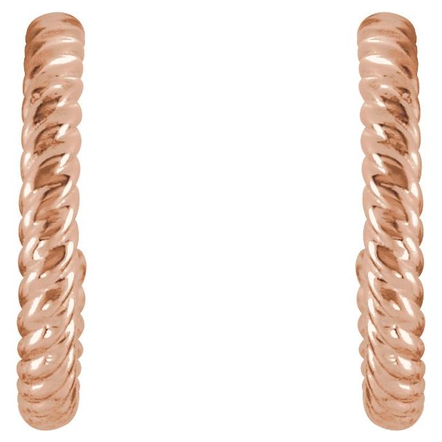 14K Rose Rope 12 mm Hoop Earrings