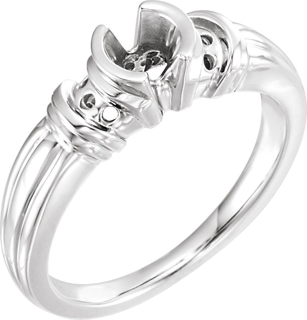 Half-Bezel Accented Engagement Ring