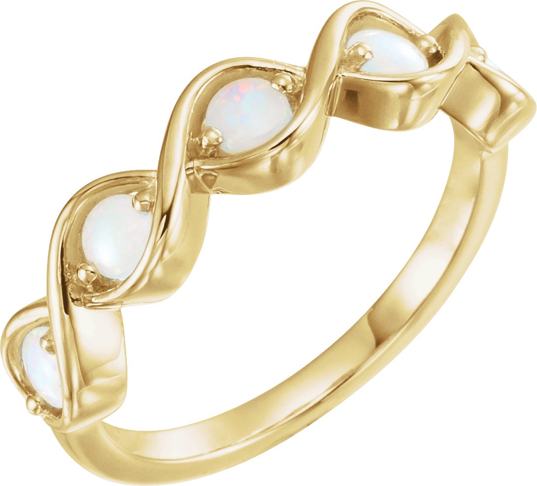 14K Yellow Natural Opal Stackable Ring