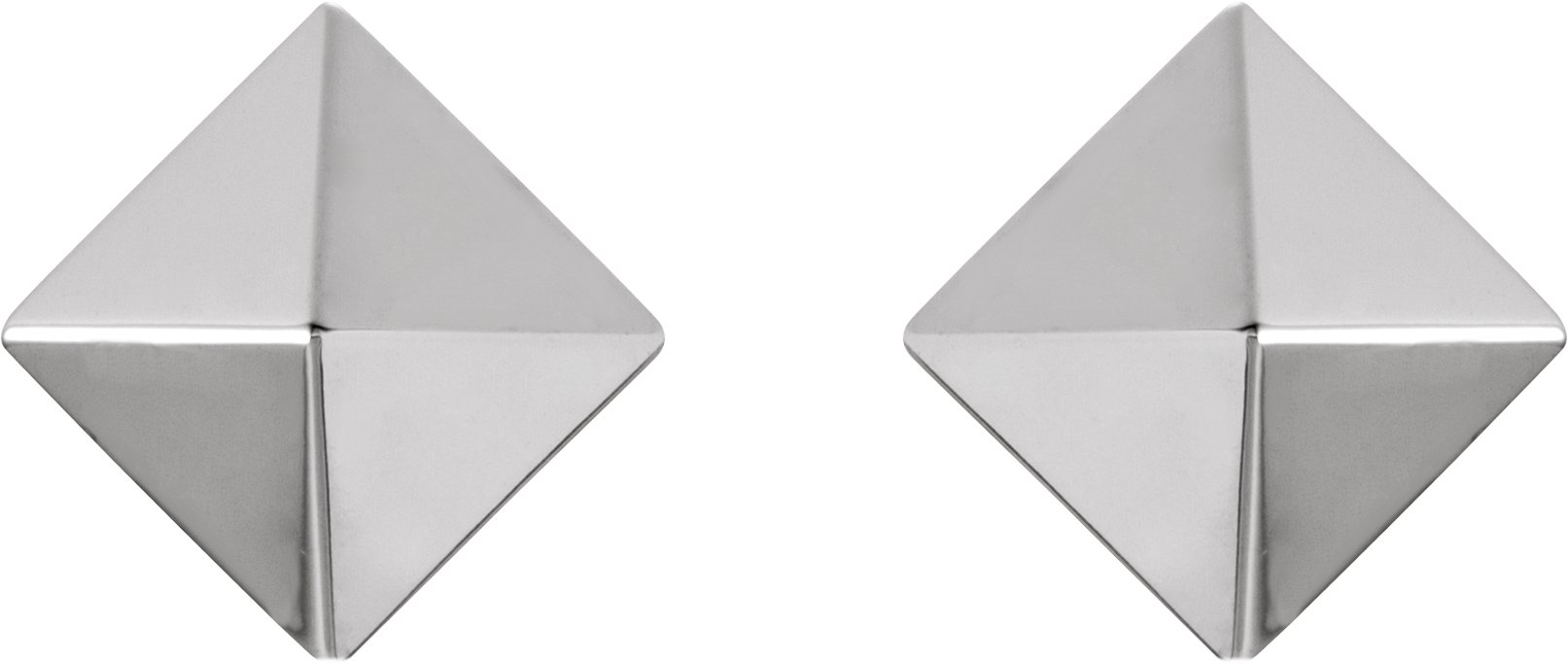 14K White Pyramid Stud Earrings