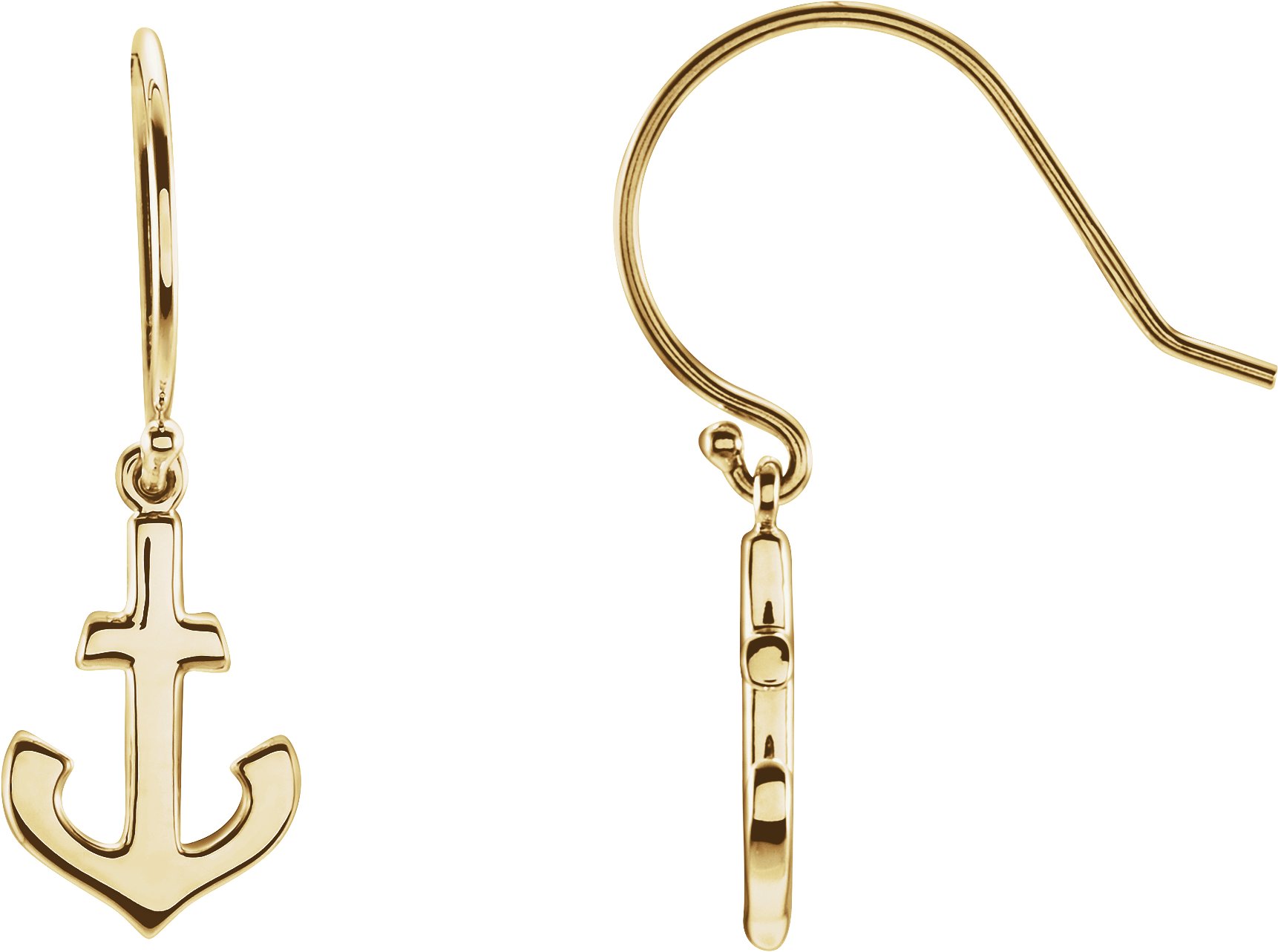 14K Yellow Anchor Earrings