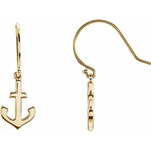 14K Yellow Anchor Earrings