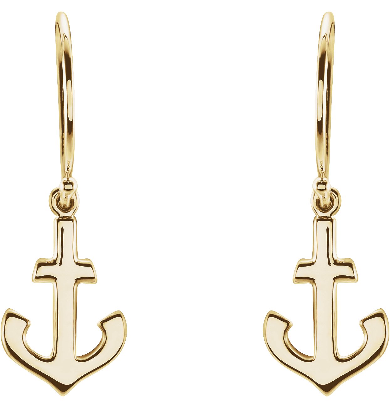 14K Yellow Anchor Earrings