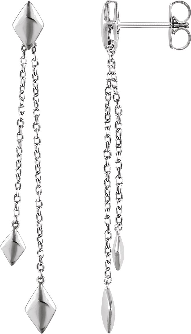 14K White Chain Earrings 