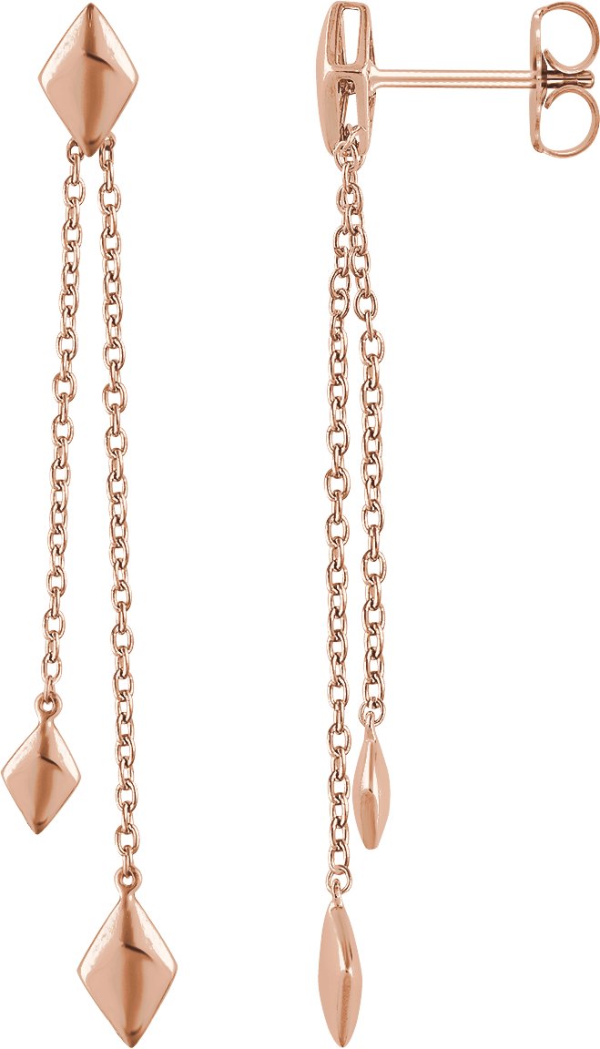 14K Rose Chain Earrings 