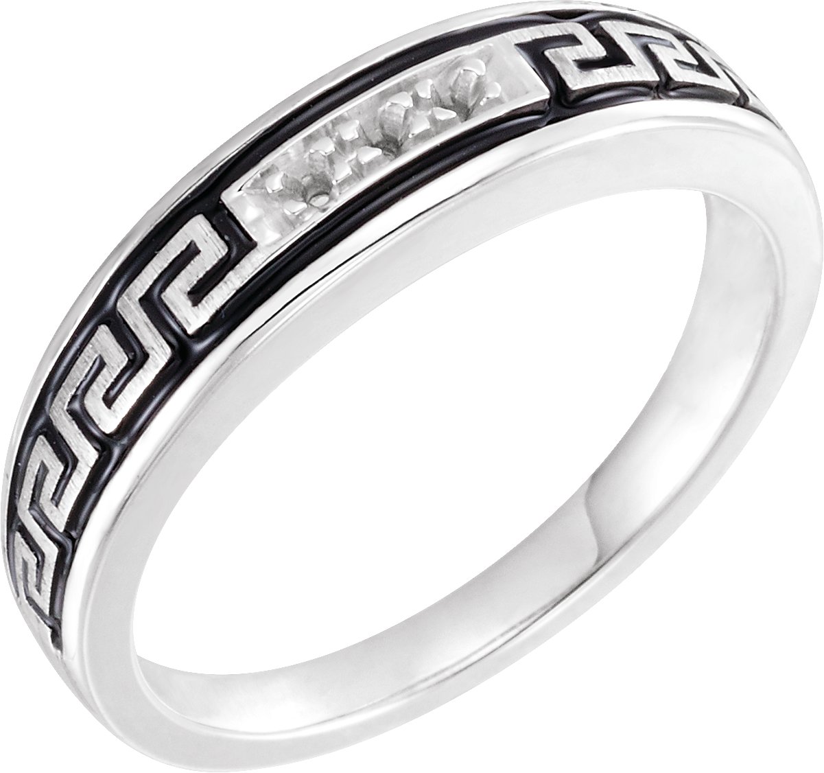 Accented Greek Key Engagement Ring or Band