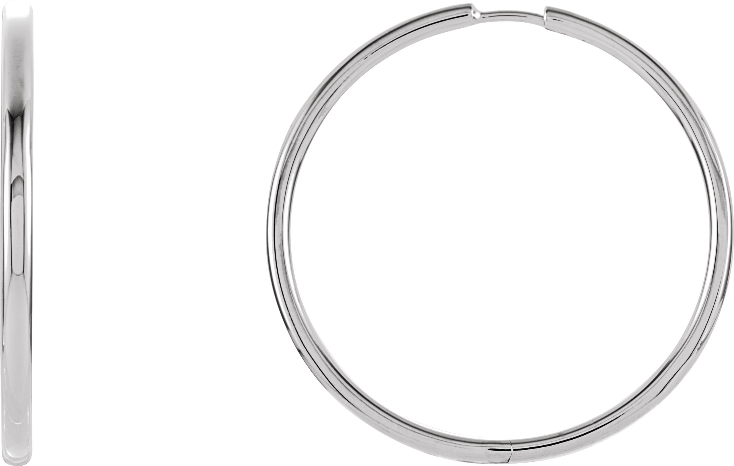 Sterling Silver 38 mm Hinged Hoop Earrings