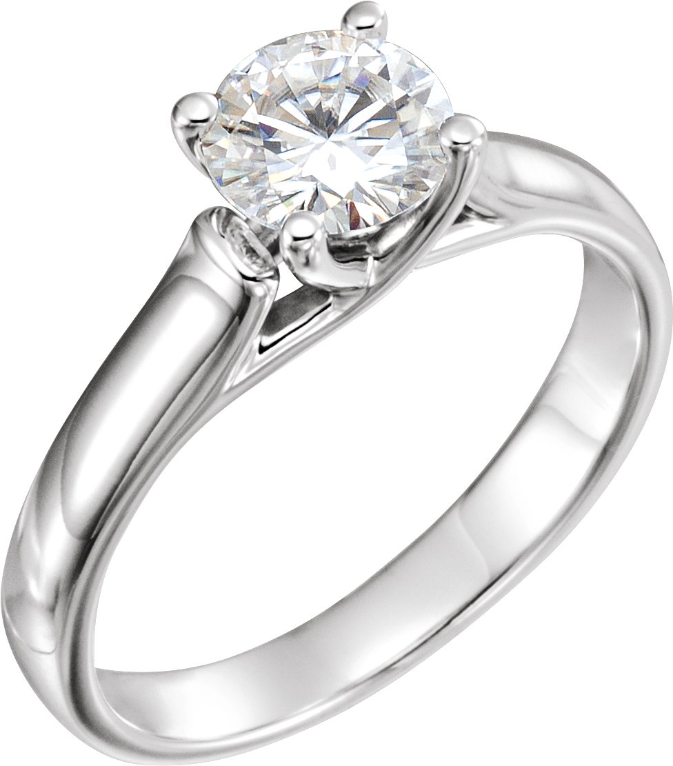 Set 6.5 mm Round Forever One Created Moissanite Solitaire Engagement Ring Ref 12886699