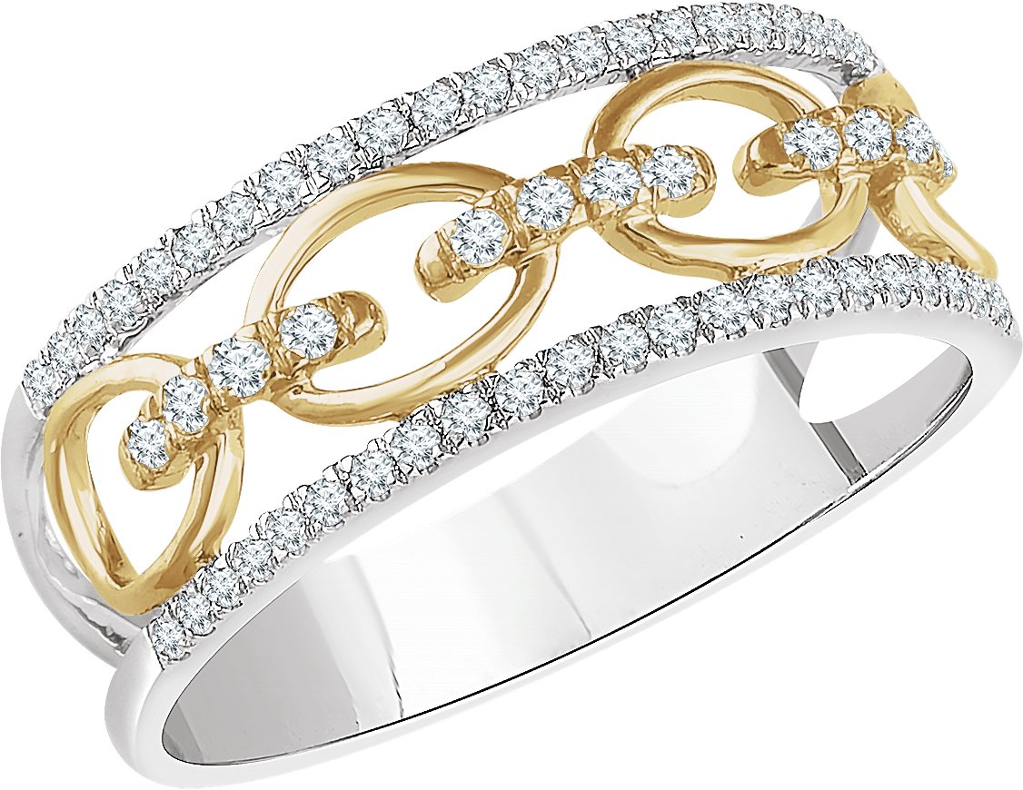 14K White 1/4 CTW Natural Diamond Link Ring