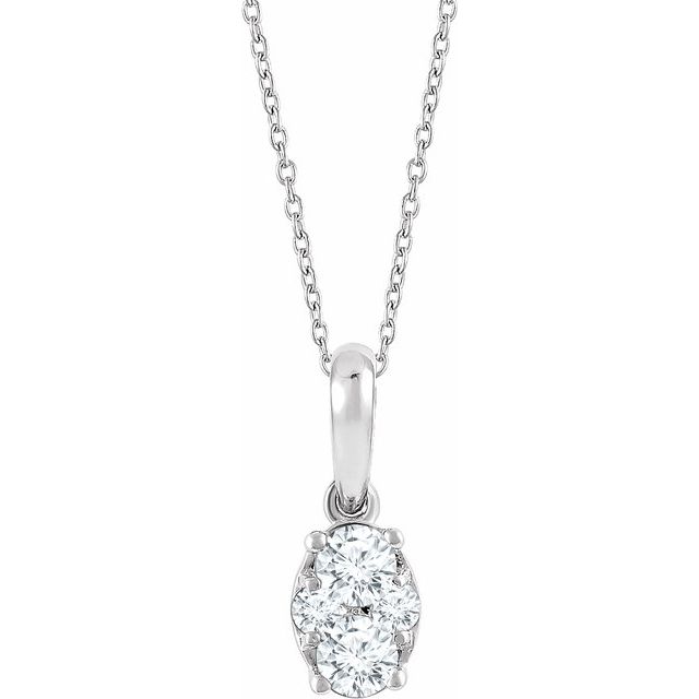 14K White 1/3 CTW Natural Diamond 16-18" Necklace 