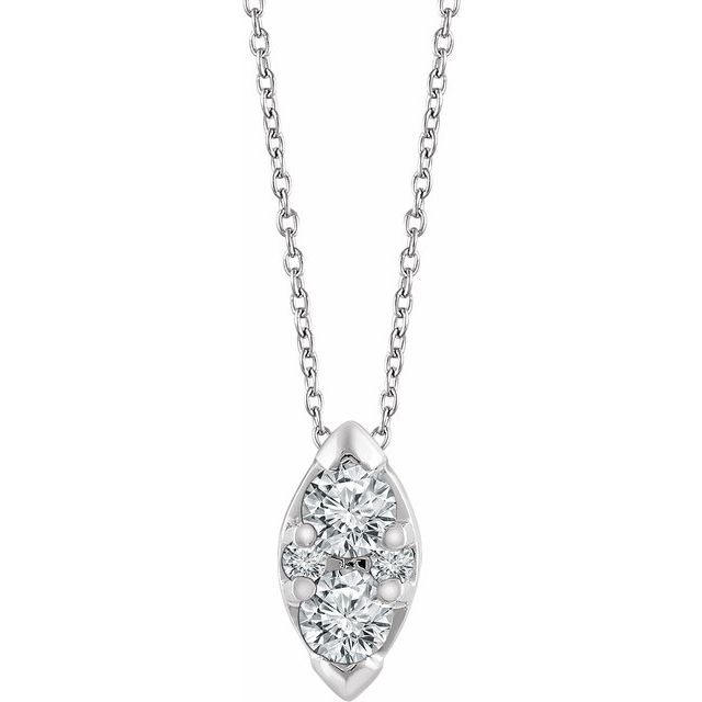 14K White 1/8 CTW Natural Diamond 16-18" Necklace  